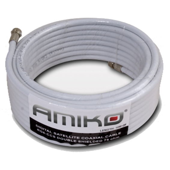 Amiko RG-6 koaksijalni kabl sa konektorima, dužina 10 metara
