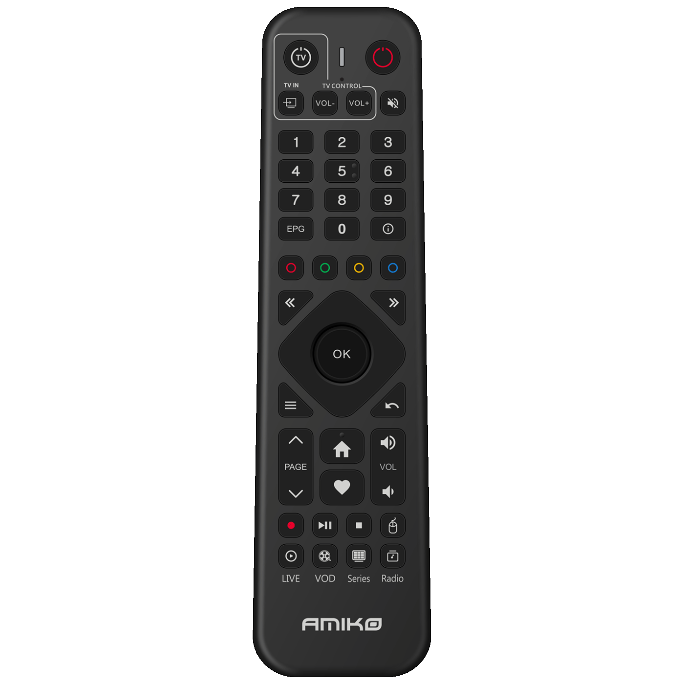 Amiko daljinski upravljač za A4/A5/A6/A9 IP Box sa crvenim dugmadima