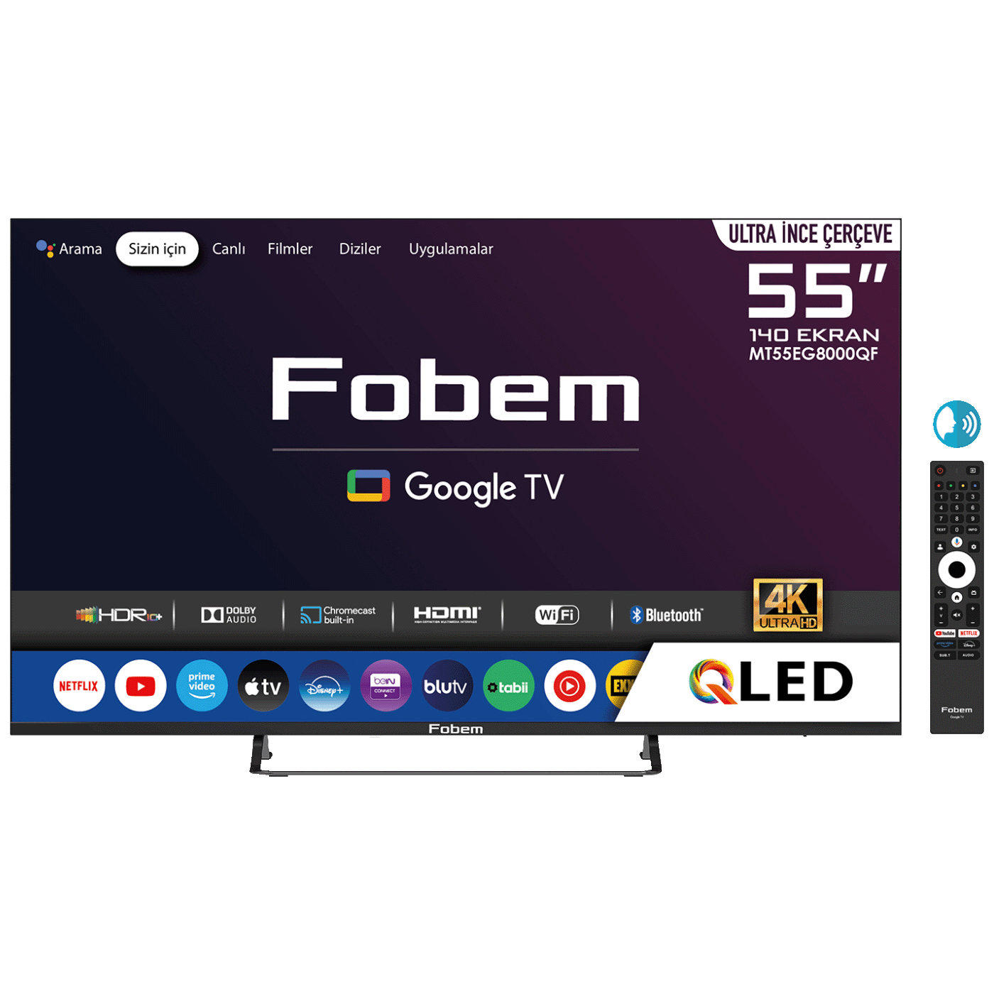 Fobem Smart QLED televizor 55 inča sa tanak okvir i Google TV interfejsom