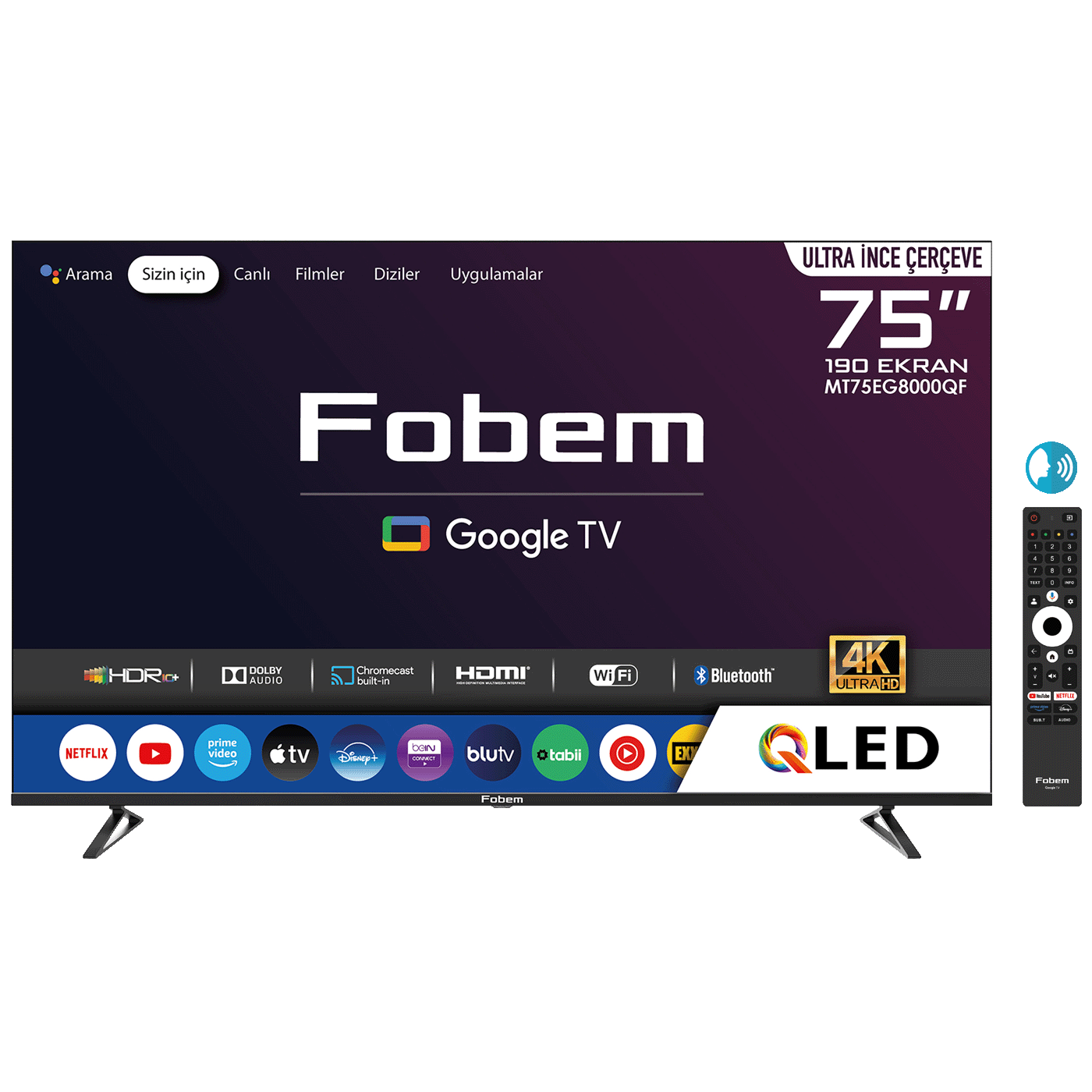 Fobem Smart QLED TV 75" sa ultra tankim okvirom i Google TV operativnim sistemom