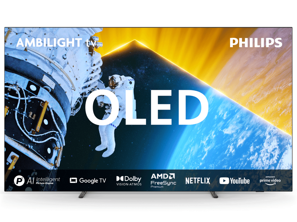 Philips 77'' OLED819 4K televizor sa Ambilight osvetljenjem i tanak metalni okvir.