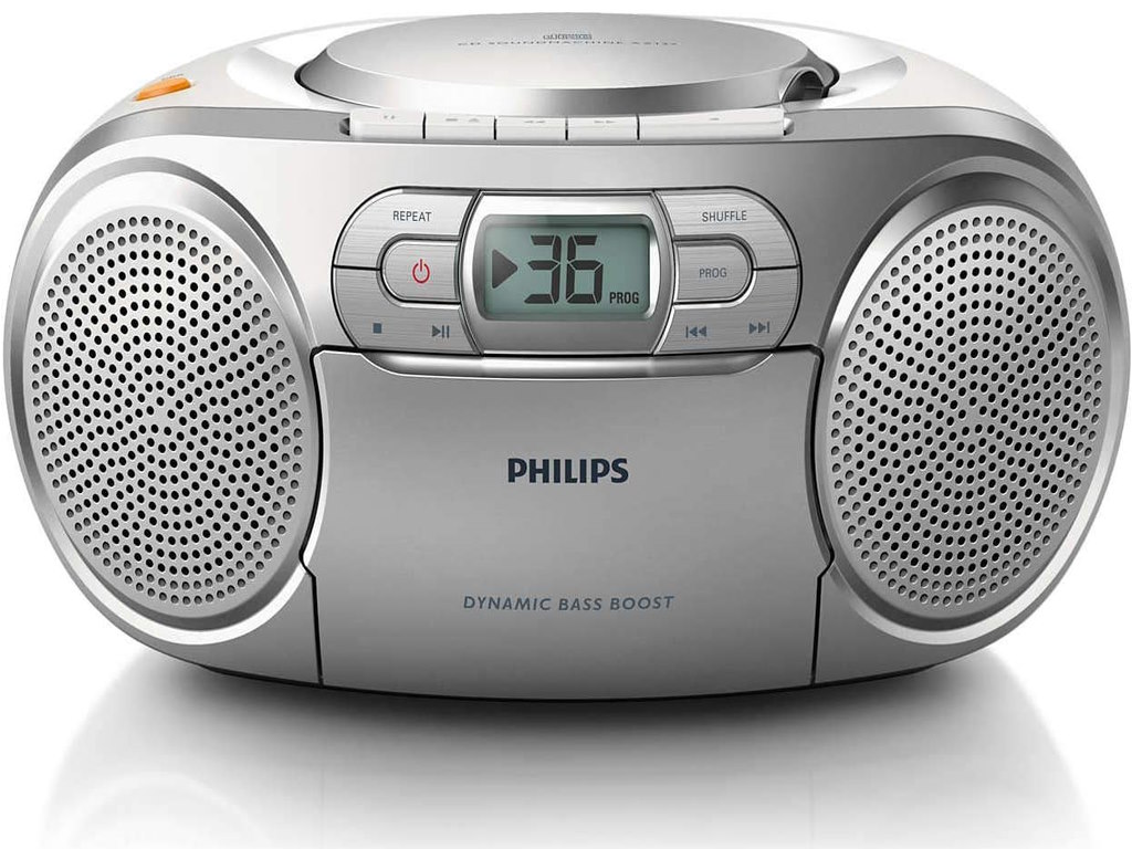 Philips CD Soundmachine u sivoj boji sa CD playerom i FM antenom