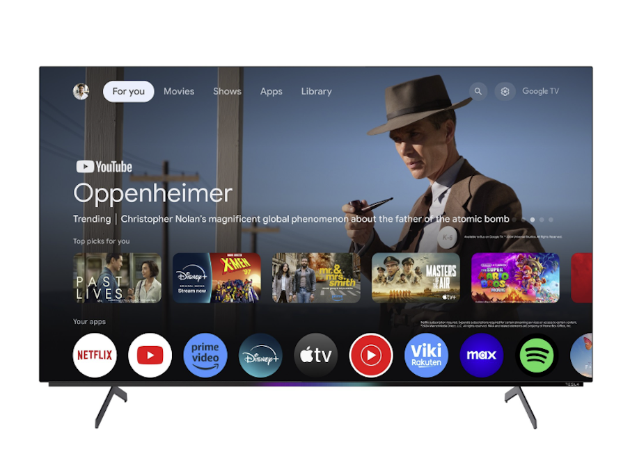 Tesla OLED TV O55S949GUS UHD sa 55" ekranom, crnog boja, prikazan u modernom enterijeru