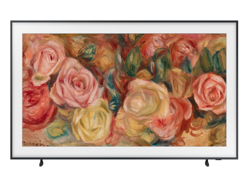Samsung The Frame TV 55" QLED sa tanak okvir i 4K rezolucijom, prikazan u moderan enterijer.
