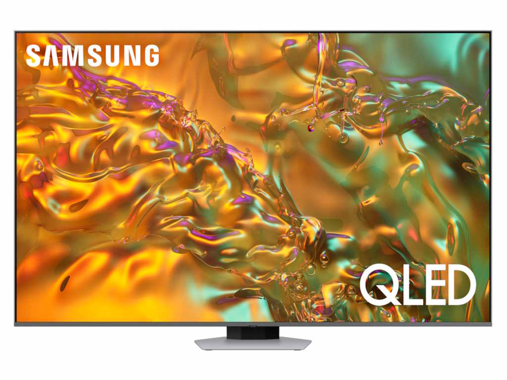 Samsung QLED TV 75" Q80D u srebrnoj boji sa modernim dizajnom i AI procesorom.