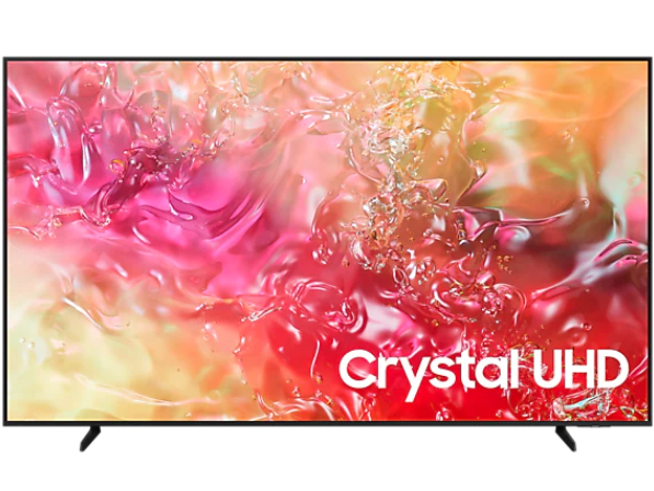 Samsung 75" Crystal UHD 4K Smart TV u crnoj boji sa elegantnim dizajnom i daljinskim upravljačem.